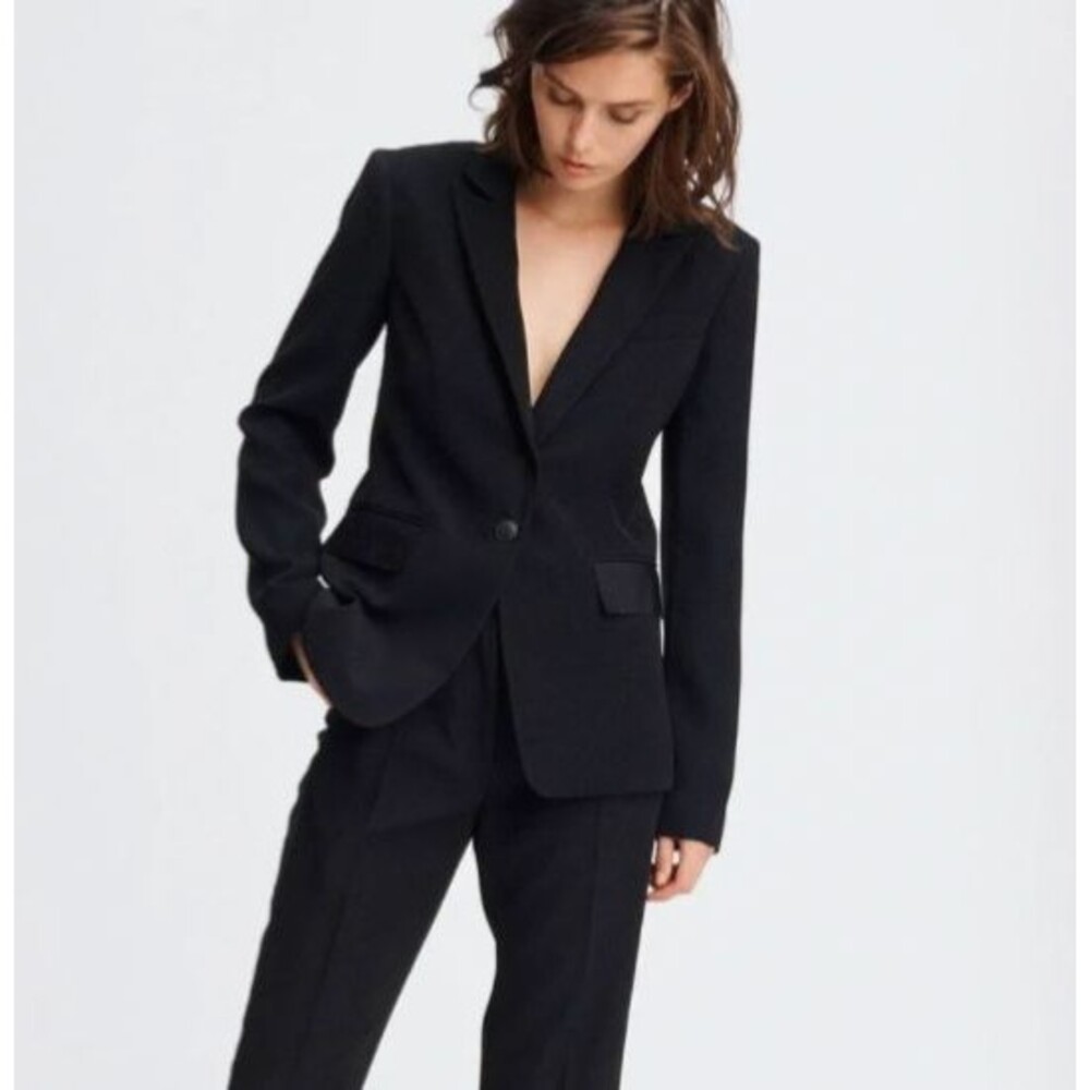 Rag и Bone Women Club Blazer Jacket size 8 Black 100% Wool Made in USA Elegant